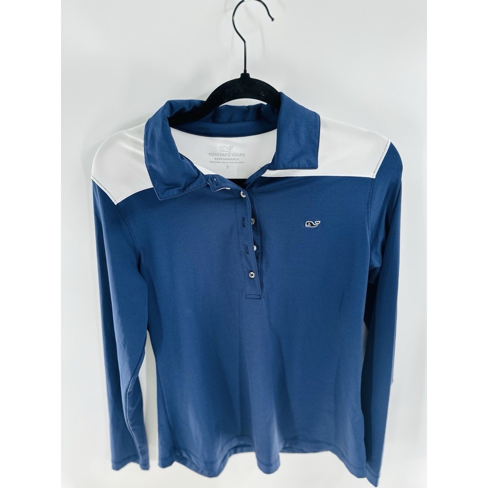 Vineyards Vines Performance Pullover Athletic Polo Shirt Navy Colorblock Size‎ S